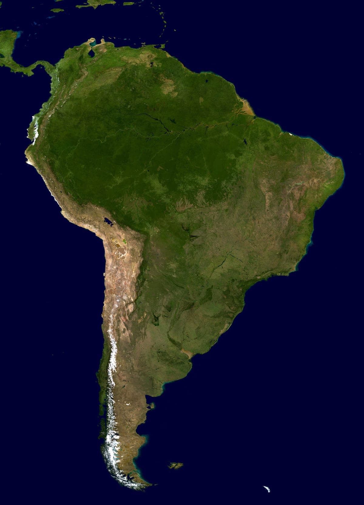South America Map Andes Amazon