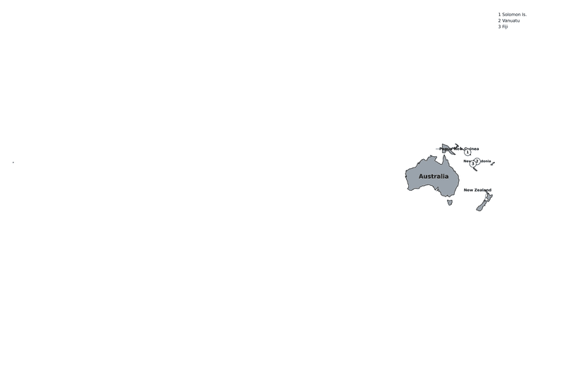 Oceania outline map (labelled)