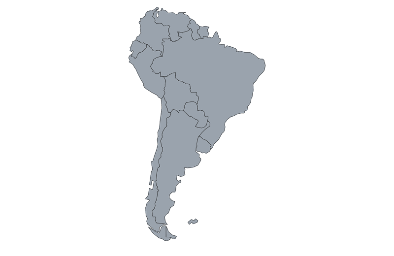 South America outline map (blank)