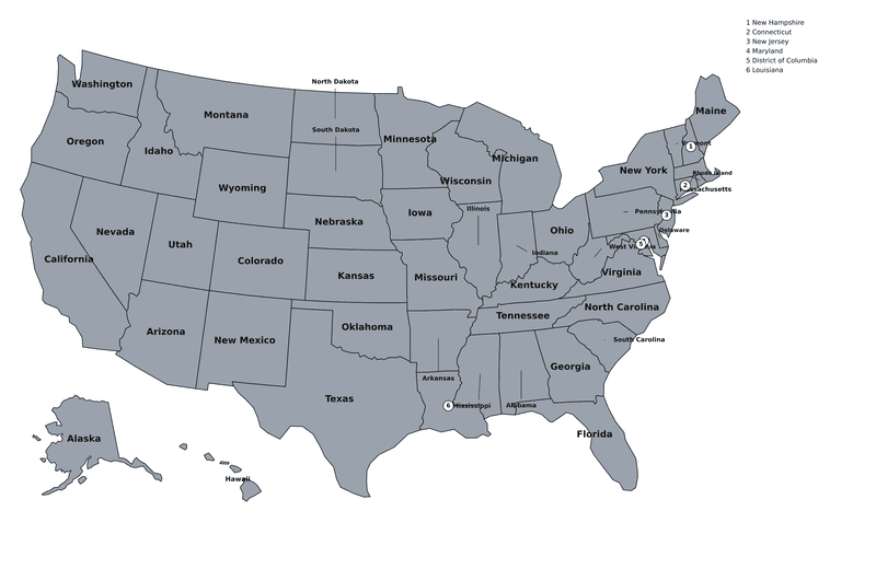 United States outline map (labelled)